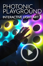 Artist Spotlight
At the Vancouver Eastside Culture Crawl we interviewed Holly Hofmann- producer at Tangible Interactions 
who introduced us to the Interactive Light and Sound Art Installations they created for Children (of all ages)